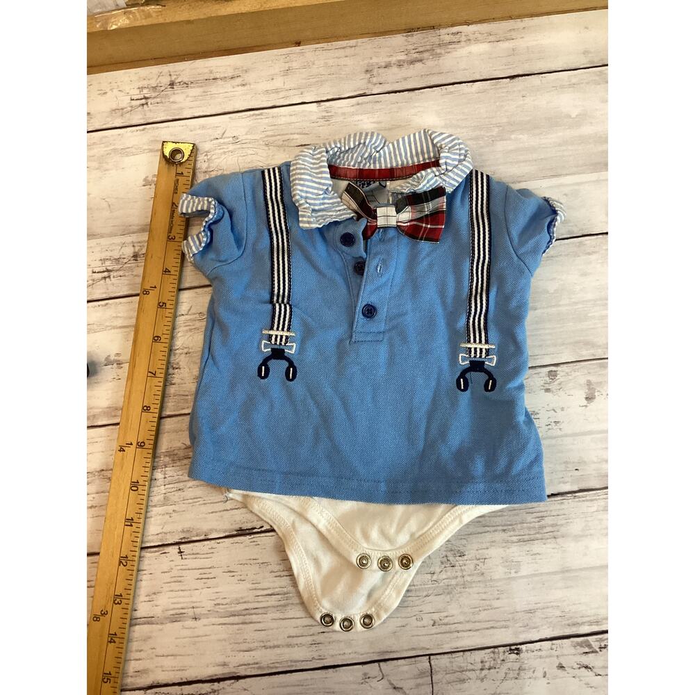 Little Lad Baby One Piece Romper Outfit Size 3-6M Blue White Cotton Outerwear